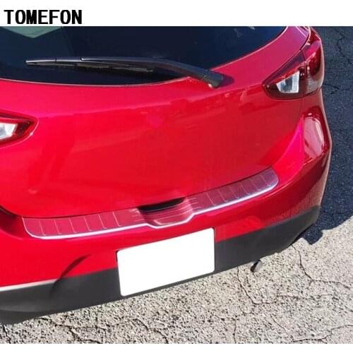TOMEFON Stainless Steel Rear Tail Box Gate Doorsill Threshold Scuff Plate Pedal Trim For Mazda 2 Mazda2 Demio DJ 2014 2015 2016