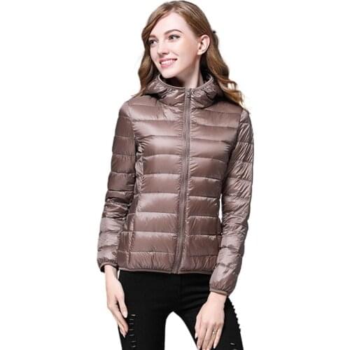 New Women Ultralight Thin Down Jacket Autumn Winter 90% White Duck Down Hooded Jackets Warm Coat Female