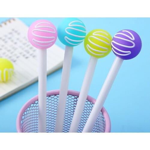 1pcs Cartoon Lollipop Gel Pen Kawaii Rainbow Candy Silica Gel Black Ink 0.5mm Novelty Stationery School Office Supplies