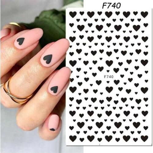 1pc 3D Love Heart Star Red Black White Nail Stickers Self-Adhesive Stickers DIY Manicure Nail Art Tools Manicure Decals