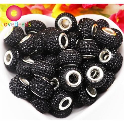 10Pcs Black Color Crystal Surface 15x9mm Round Rondelle Spacer Beads Murano Charms Women Waisted Beads for Bracelet Hair Beads