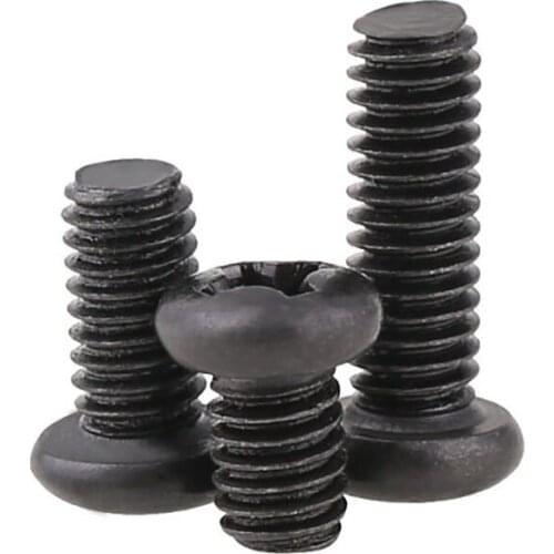 100pcs M2 M2.5 M3 M4 Black Zinc Plated Cross Recessed Round Pan Head Pm Screws Phillips Screws