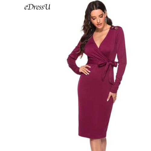2020 Party Dress Vestido de Fiesta Burgundy Women Dress Long Sleeve Bandage Dress Club Sexy Formal Dress Knee Length LMT-5233
