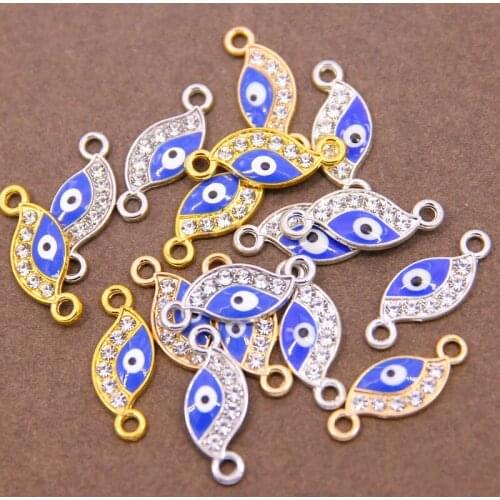6pcs Fashion evil eye connectors hamsa hand shape evil eye diy jewelry accessories findings for handmade bracelet accessories
