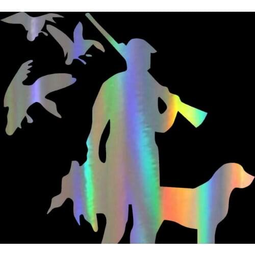 Car Sticker 3D 14cm*12.8cm Duck Hunting Dog Fashion Funny Stickers and Decals Vinyl Car Styling Black Silver