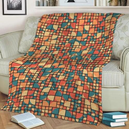 Abstract Geometric Pattern 3D Printed Velvet Plush Throw Fleece Blanket Bedspread Sherpa Blanket Home Decora