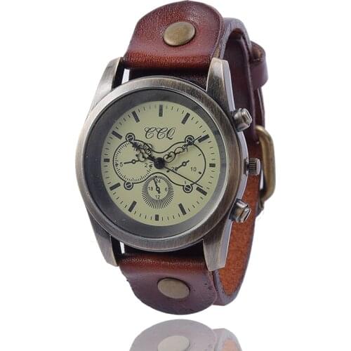 New fashion Retro mens watch business electronic quartz watch round dial PU strap buckle clothing matching watch gift watch