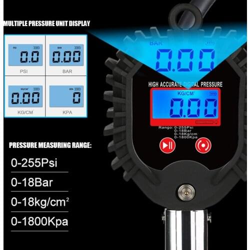 BW-01 Car Digital Tire Pressure Gauge Gun Inflation Watch Car Inflatable Deflation 0-255Psi BAR/KPA/KG/CM