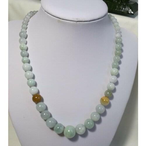 Genuine Silver Grade A Myanmar Jadeite Jade 5-13mm tower necklace L60cm