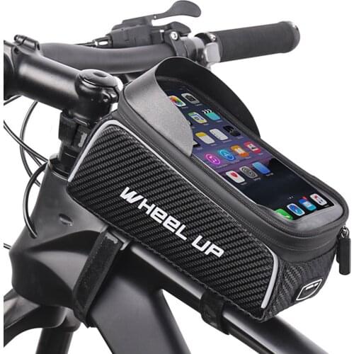 WHeeL UP Bike Frame Bag Front Top Tube Waterproof TPU Touch Screen Bicycle Bag 6.8in Phone Case Rain Cover Bicycle Accessories