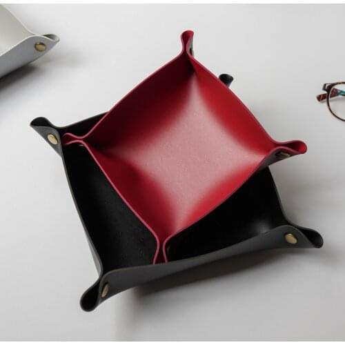 PU Leather Storage Trays Home Decorative Trays for Key Wallet Makeup Desktop Storage Box CLH@8