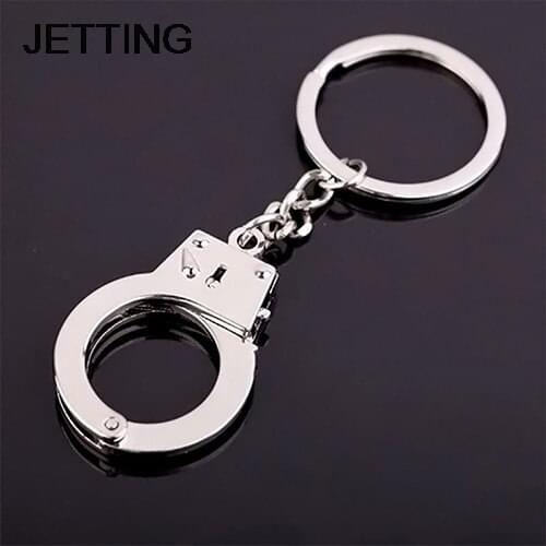 JETTING 1PC Mini Size Handcuffs Keychain Keyfob Keyring Decoration Gift For Men women Car Styling Accessories Decoration