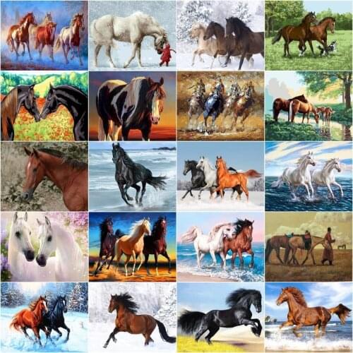 GATYZTORY Picture By Number Horse Animal Art Oil Painting Animal Drawing Canvas Acrylic Handpainted Gift Home Decor