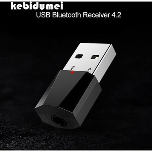 Kebidumei USB Bluetooth V4.2 Audio Stereo Receiver Wireless Handsfree bluetooth Adapter Dongle Kit for Speaker for iphone Car