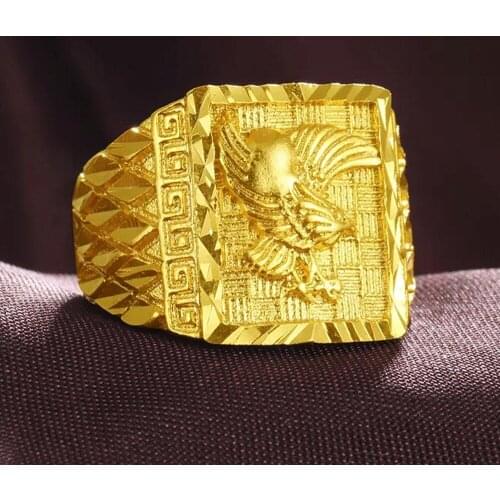 24k Gold Color Eagle Shape Rings for Men Women couples Fine Jewelry Trendy Finger Accessories Wedding Bands Party Gifts New Hot