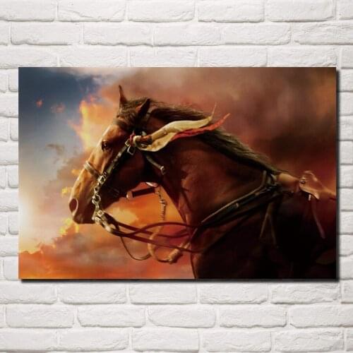 Cool western Horse artistic Animal sunset background living room home modern decor wood frame poster KB250