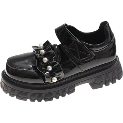 Japanese retro Mary Jane black small leather shoes women 2021 summer new British style thick bottom thin section