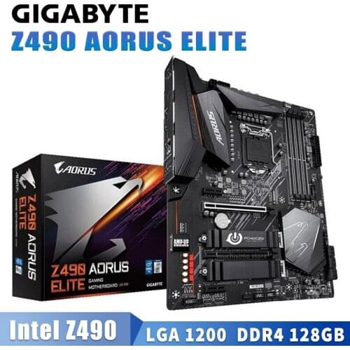 LGA 1200 Gigabyte Z490 AORUS ELITE Motherboard PCI-E 4.0 SATA3 Intel Z490 Placa-mãe DDR4 2133MHz Support 10th-Gen cpu ATX New