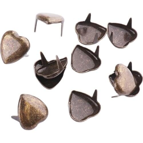 Claw metal studs 10mm Heart Rivets Leather Craft DIY Studs Spikes Spots Nailhead Rock Punk Garment Sewing Decoration Clothing