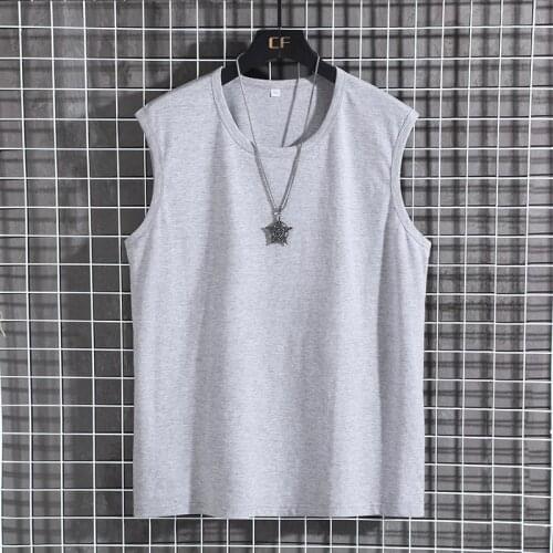 Man Large Sports Sleeveless T-Shirts O Neck Loose Shirts 10Xl Plus Size Mens Summer Cotton T Shirts Fitness Gyms Tanks Cool Tops