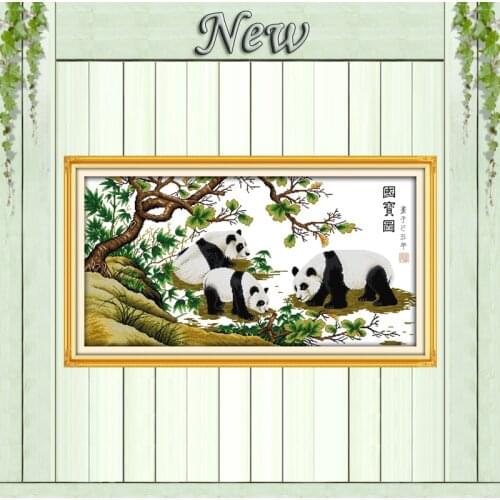 Panda Chinese animal scenery decor painting counted printed on canvas DMC 14CT 11CT Cross Stitch Needlework Sets Embroidery kits
