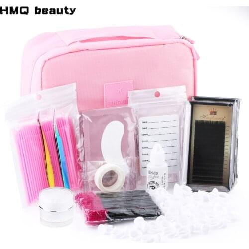 Professional False Eyelashes Extension Set Grafting Eye Lashes Eye Pads Tweezers Glue Ring Brush Tape Kits With Bag