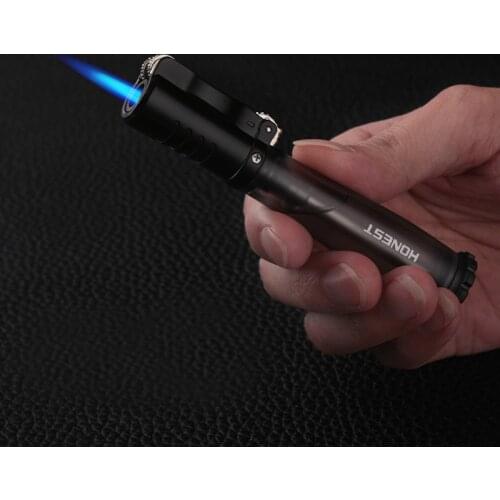 Creative New Butane Gas Lighter Metal Outdoor Portable Free Fire Turbine Scrub Windproof Inflatable Spray Gun Lighter