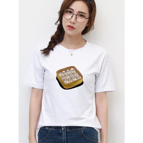 New Kawaii Graphic T-shirt Femme Funny T Shirt Women 90s Cute Food T Shirt Cotton Summer White Shirt Japanese Streetwear Tees