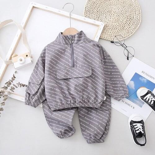 New Spring Autumn Baby Boy Handsome Casual Suits Toddler Girl Letter Printing Pullover Jacket+pants 2-piece Kids Fashion Suits