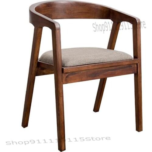 Customized Nordic Solid Wood Dining Chair Modern Simple Family Dining Room Wooden Chair Study Armchair European Style Log Leisur