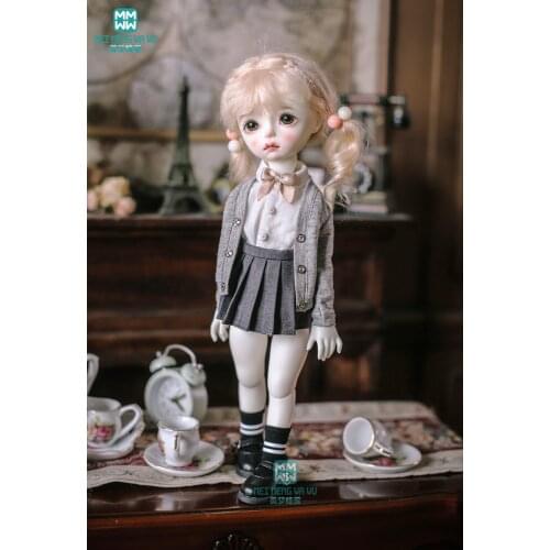 Doll clothes fits 27cm-30cm 1/6 BJD doll Fashion student set student knit cardigan pleated skirt