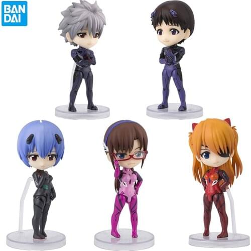 9Cm Bandai Original Figuarts Mini Anime Figure Eva Asuka Ayanami Rei Mari Makinami Nagisa Kaworu Action Figure Model Brinquedos
