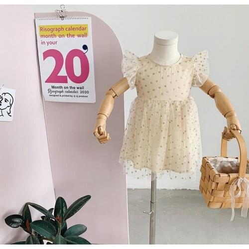 Toddler Girl Dress 2021New Summer Mesh Bling Mini Elegant Flying Sleeve Kids Party Costumes Girl Princess Dresses 1-6T