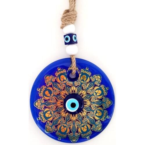 Gilded Evil Eye Bead Handmade Glass Wall Ornament