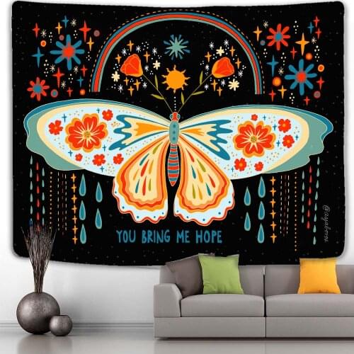 Psychedelic Butterfly Tapestry Background Wall Hanging Colorful Bohemian Hippie Witchcraft Simple Art Room Home Decor Wholesal