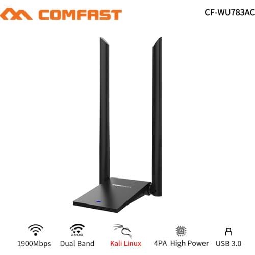 RTL8814AU 802.11 b/g/n/ac 1900Mbps USB3.0 Wireless WiFi Adapter 2x6dBi WiFi Antenna for Windows 7/8/10 AC Gigabit Dongle Adaptor