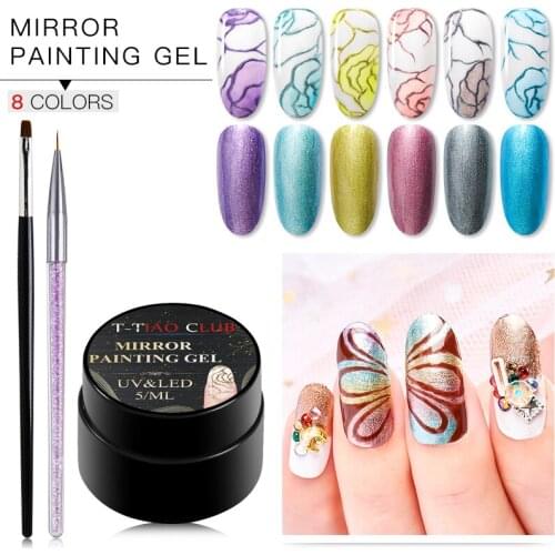 T-TIAO CLUB Mirror Paint Gel Charming Pure Colors UV LED Nail Painting Gel for Finger Nail Art Design Nail Gel Polish Lacquer