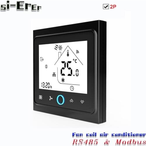 RS485-Modbus RTU 2Pipe Air conditioner thermostat for cooling/heating Control switch，95-240VAC,24VAC Optional