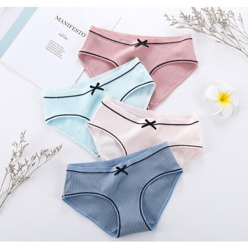 Womens panties cotton briefs set girls underwear ladies panty female lingerie underpants solid color knickers 3 pcs/lot