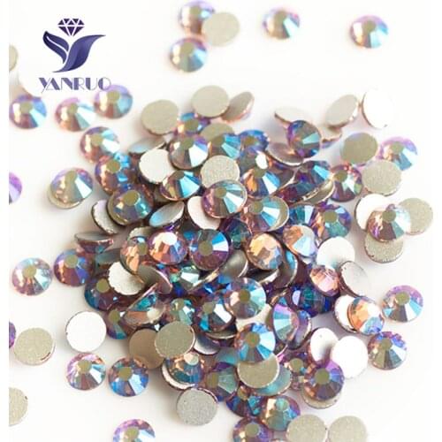 YANRUO 2058NoHF Light Amethyst AB Non Hot-Fix Strass Glass Rhinestones Stones Glue On Flat Back Stones For Clothes