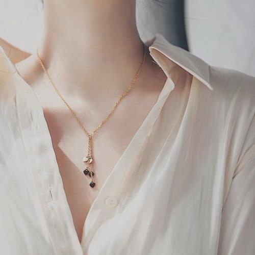 YUN RUO Elegant Heart Tassel Pendant Necklace Rose Gold Color Fashion Titanium Steel Woman Jewelry Gift Never Fade Drop Shipping