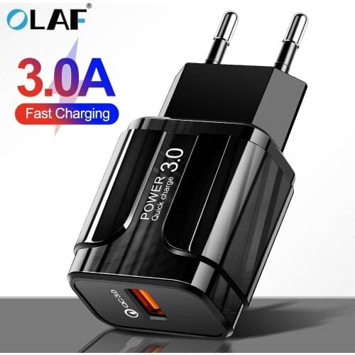 3A Quick Charge 3.0 USB Charger EU US Mobile Phone Charger Adapter for iPhone Xs MAX 7 8 QC3.0 Fast Charging for Samsung Xiaomi