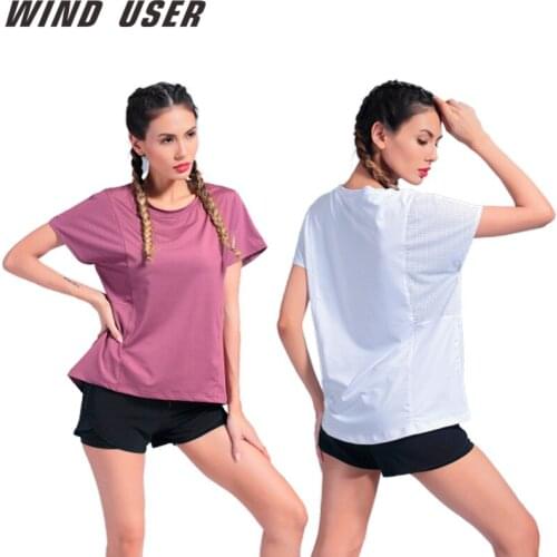 Womens Quick Drying Fitness Short Sleeve T-shirt Running Top Loose And Breathable Yoga Suit Summer