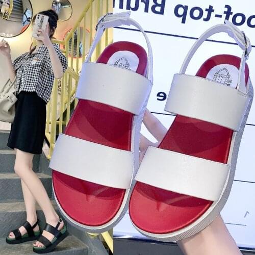 2021 New Casual Sneakers Women Sandals Flat Leather Rome Summer Shoes White Buckle Sandals for Women Comfortable Sports Sandals