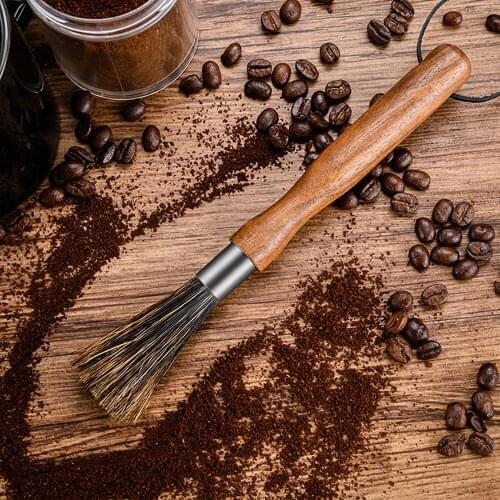 1Pcs Wood Handle Coffee Machine Cleaning Brush Bean Grinder Powder Cleaner Espresso Machine Brush Household Gadgets Bar Tool New