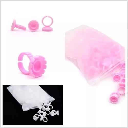 100 pcs/bag Individual Eyelashes Glue Pallet Eyelashes Grafting Quick Blossom Ring Cup Eyelash Extension Adhesive Holder