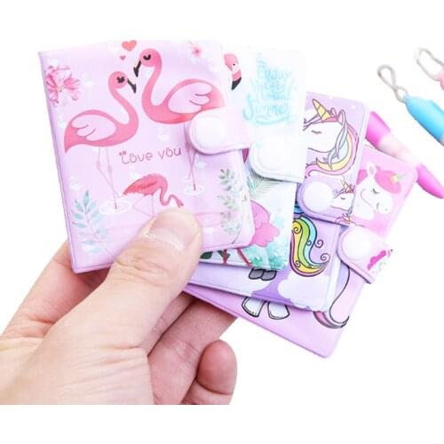 12sets/lot Small Notebook Cartoon Notebook + Ballpoint Pen Set 2 Selection Flamingo Unicorn Party Gift