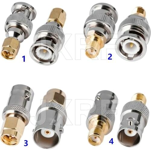 JX Store 2pcs RF adapter BNC-SMA BNC Male Jack Nickel Plating To SMA Female Plug Gold Plating Jack RF Connector Straight