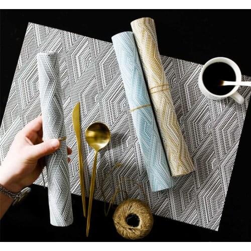 4Pcs Fashion PVC Placemat Insulation Non-slip Dining Table Mat Pot Bowl Plate Pads Drink Coasters Washable Placemat Home Decor