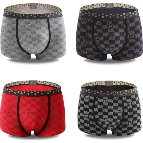 Underwear Boxer Shorts Male Modal Mens Panties Underwear Man Plaid Men Underpants Brand Mens Boxers Short Homme 4PCS